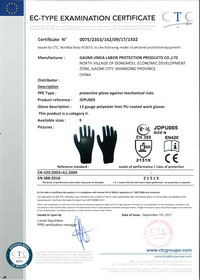 Black PU gloves CE certificate